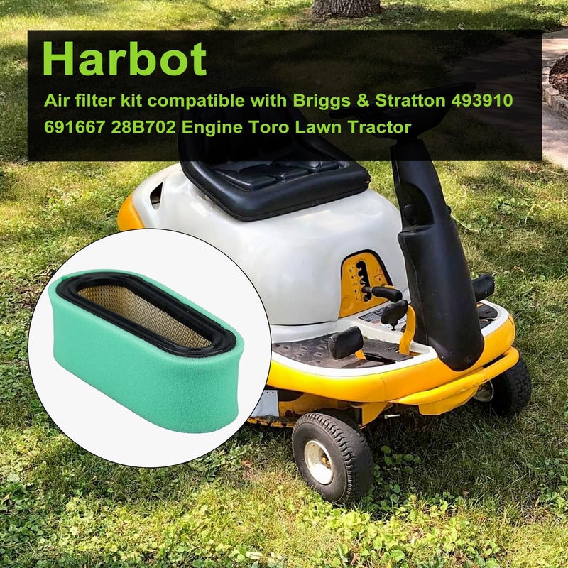 Harbot 493910 691667 Air Filter with 272477S 272477 Pre Cleaner Fuel Filter for BS 28A702 28B702 28B707 8.5HP - 11.5HP Vertical Engine Cub Cadet Toro Lawn Tractor - Image 2